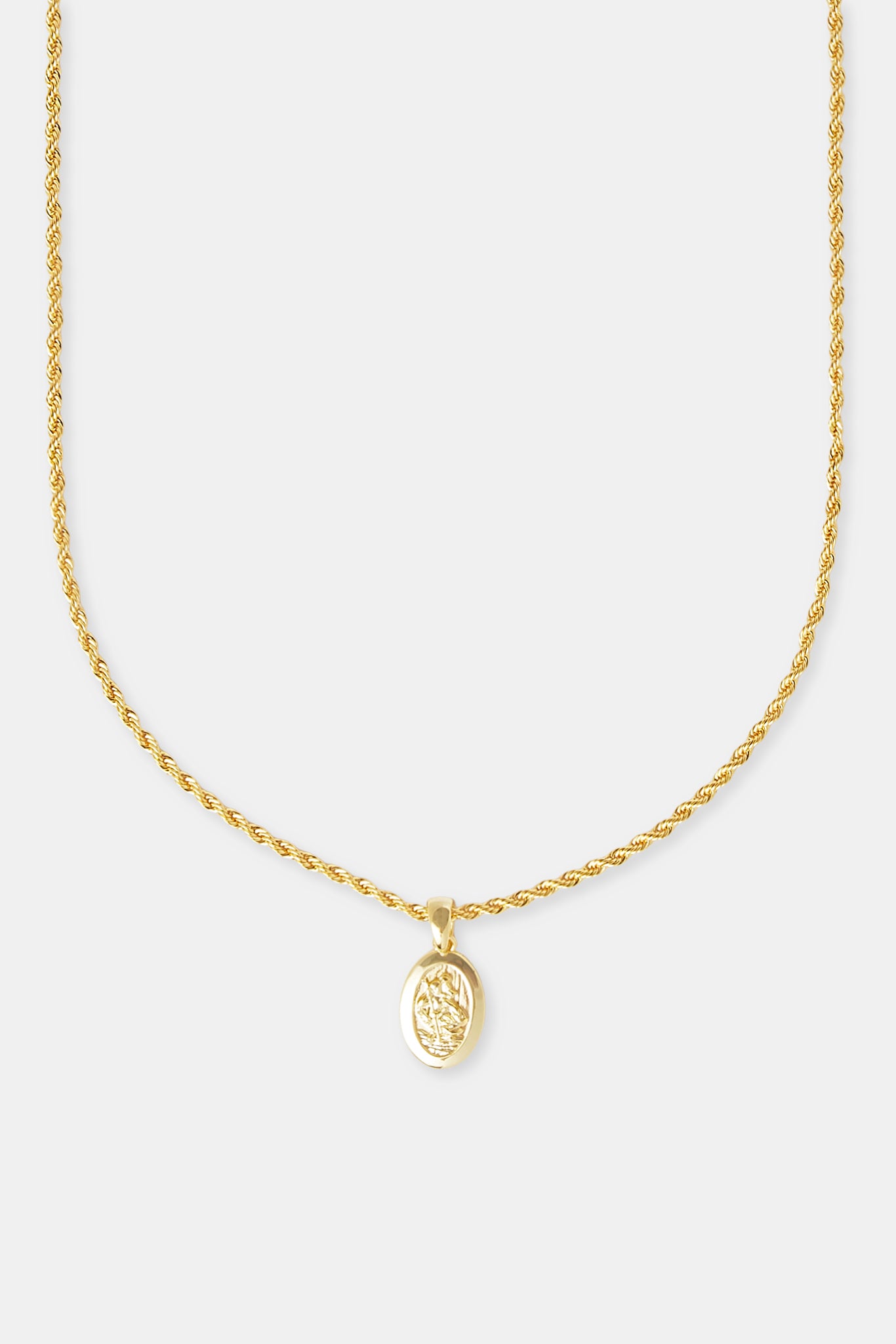 Mikropolierte Halskette mit Christophorus-Anhänger – 15 mm – Gold